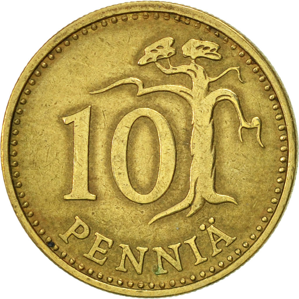Coin, Finland, 10 Pennia, 1969, AU(55-58), Aluminum-Bronze, KM:46