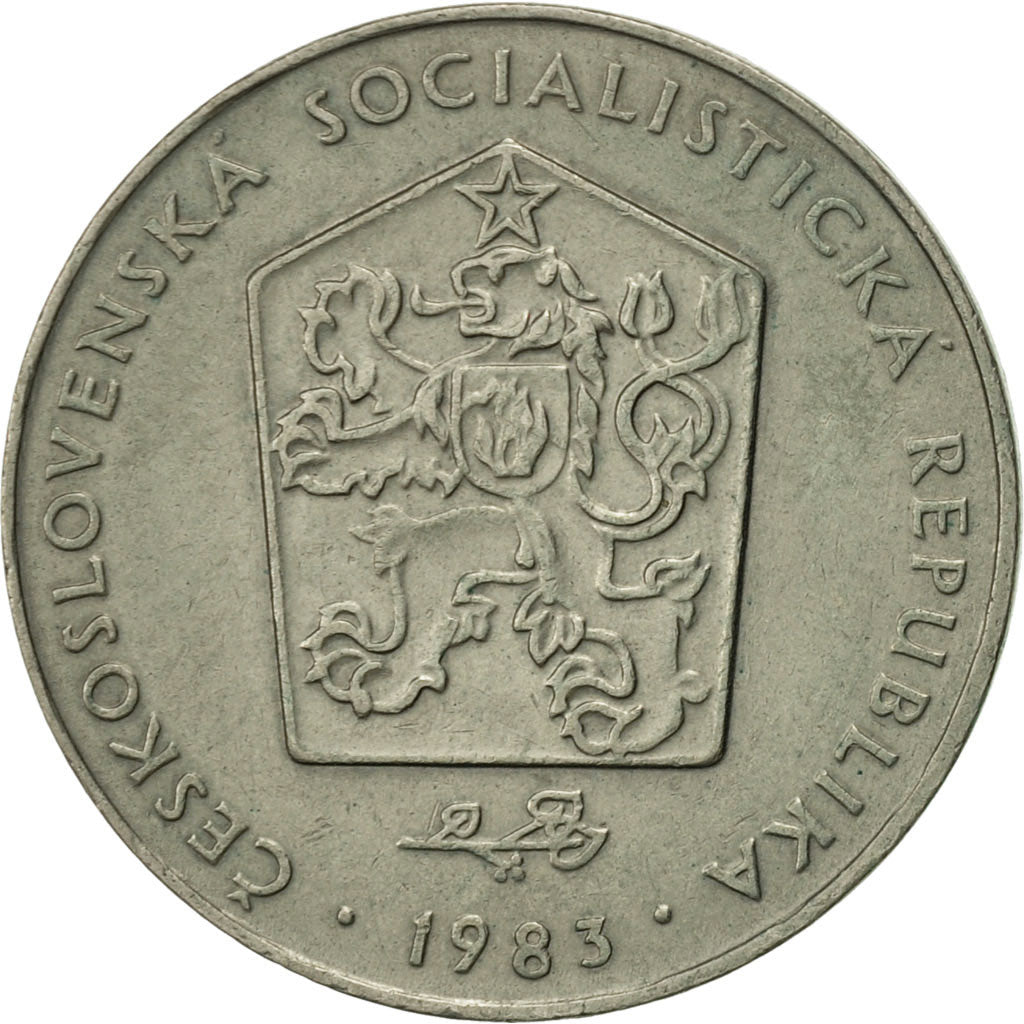 Coin, Czechoslovakia, 2 Koruny, 1983, AU(50-53), Copper-nickel, KM:75