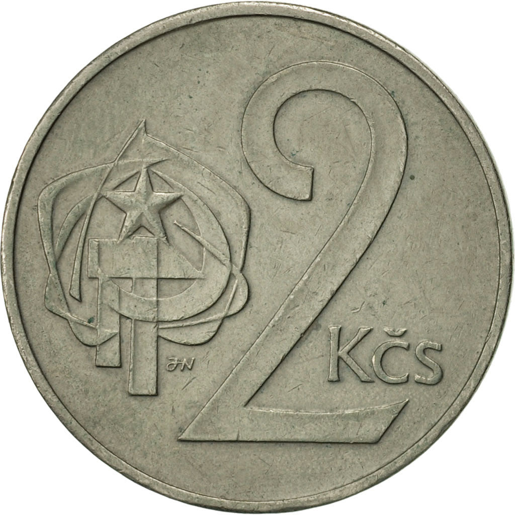 Coin, Czechoslovakia, 2 Koruny, 1983, AU(50-53), Copper-nickel, KM:75
