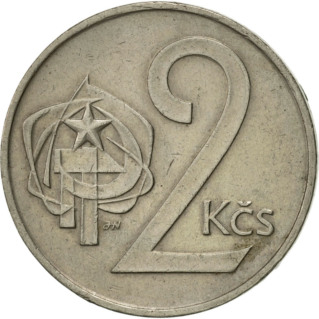 Czechoslovakia, 2 Koruny, 1972, AU(50-53), Copper-nickel, KM:75
