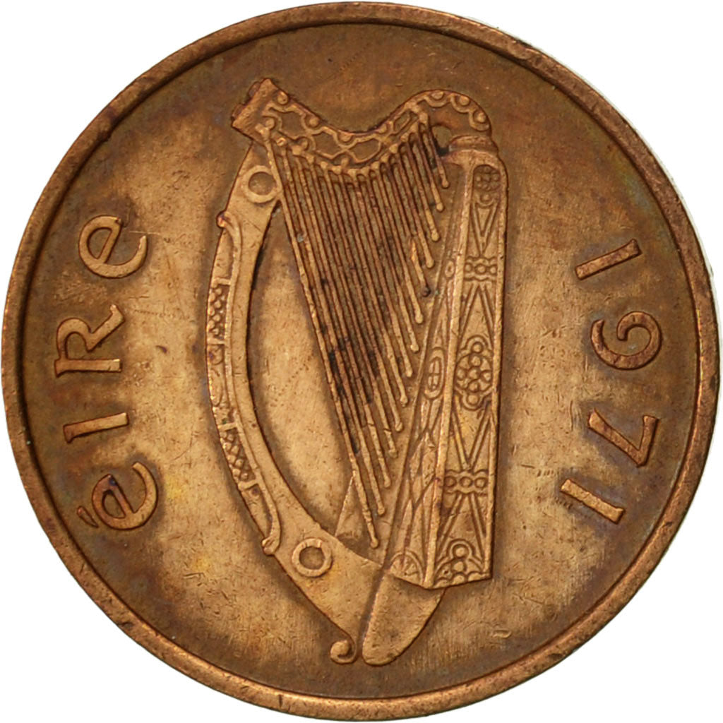 Coin, IRELAND REPUBLIC, 1/2 Penny, 1971, EF(40-45), Bronze, KM:19