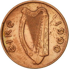 IRELAND REPUBLIC, Penny, 1990, TTB+, Copper Plated Steel, KM:20a