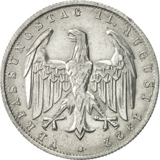 Coin, GERMANY, WEIMAR REPUBLIC, 3 Mark, 1922, Stuttgart, AU(55-58), Aluminum