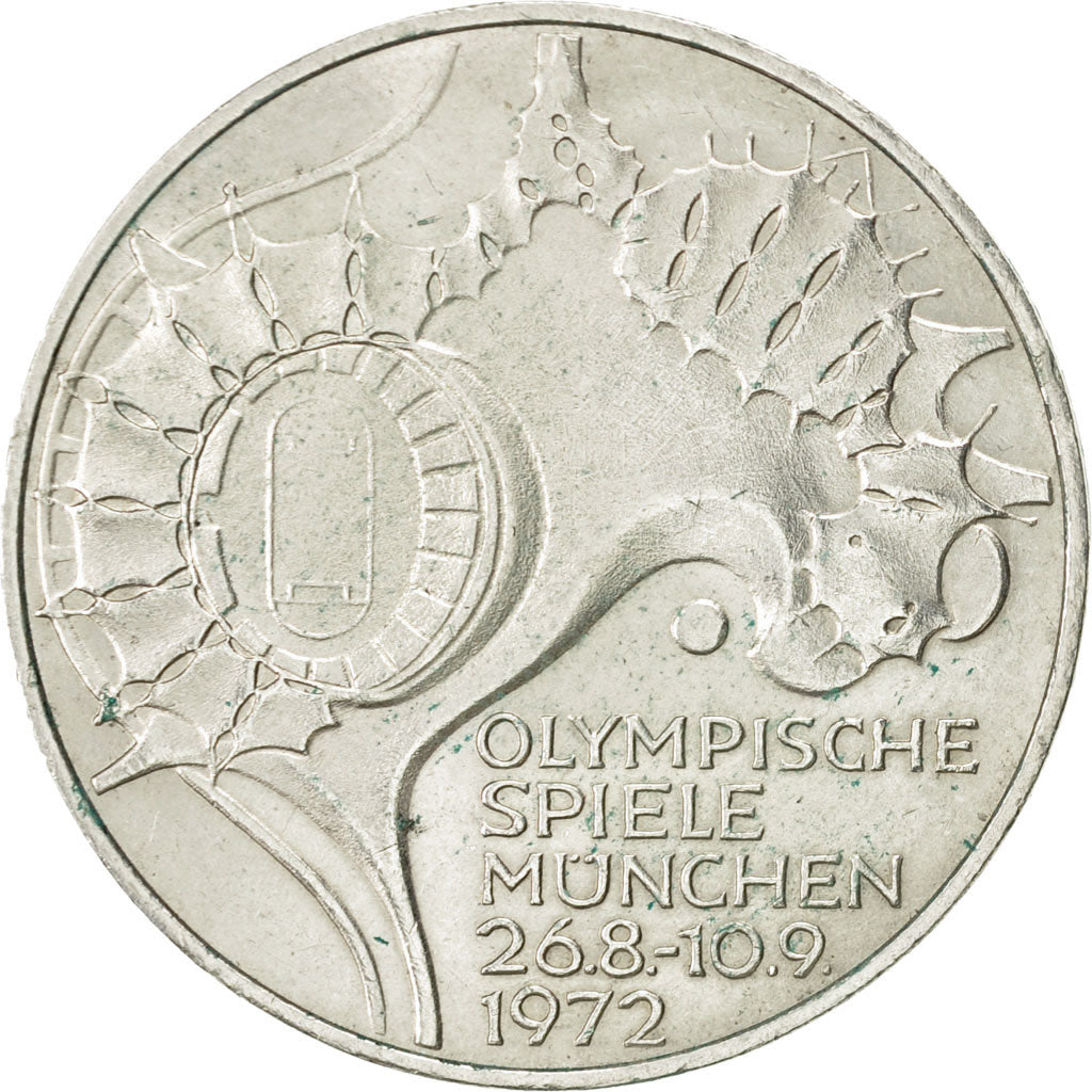 Coin, GERMANY - FEDERAL REPUBLIC, 10 Mark, 1972, Karlsruhe, AU(55-58), Silver