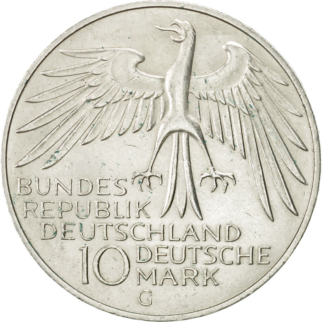 Coin, GERMANY - FEDERAL REPUBLIC, 10 Mark, 1972, Karlsruhe, AU(55-58), Silver