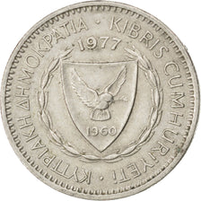 CYPRUS, 25 Mils, 1977, KM #40, EF(40-45), Copper-Nickel, 19.41, 2.83