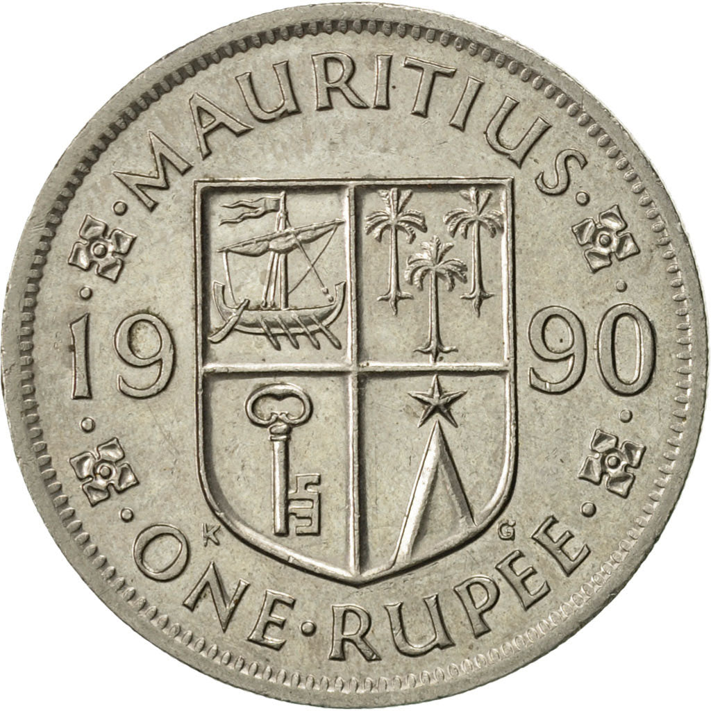 Coin, Mauritius, Rupee, 1990, AU(55-58), Copper-nickel, KM:55