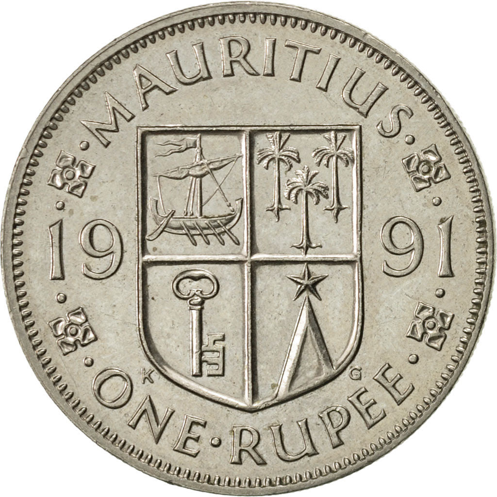 Coin, Mauritius, Rupee, 1991, AU(55-58), Copper-nickel, KM:55