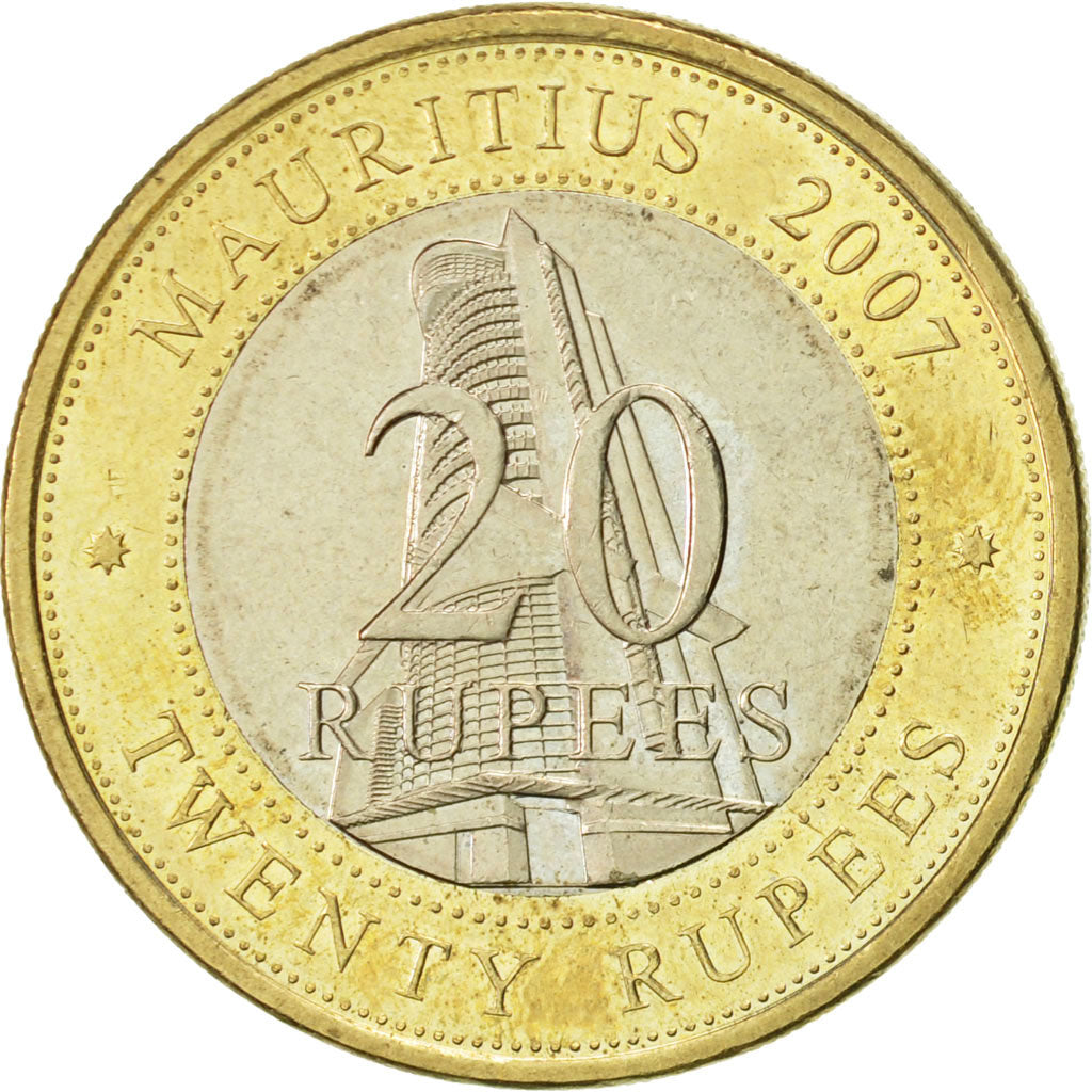 Coin, Mauritius, 20 Rupees, 2007, AU(55-58), Bi-Metallic, KM:66