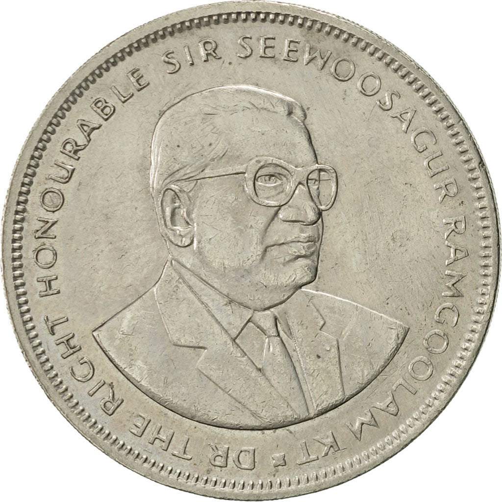 Coin, Mauritius, 5 Rupees, 1992, AU(55-58), Copper-nickel, KM:56