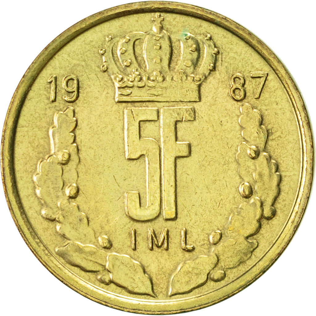 Luxemburg, Jean, 5 Francs, 1987, SS+, Aluminum-Bronze, KM:60.2