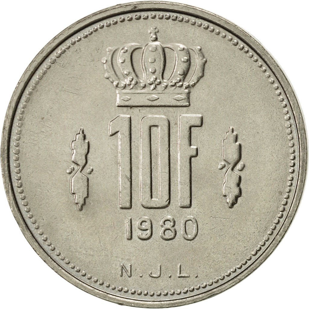 Coin, Luxembourg, Jean, 10 Francs, 1980, AU(55-58), Nickel, KM:57