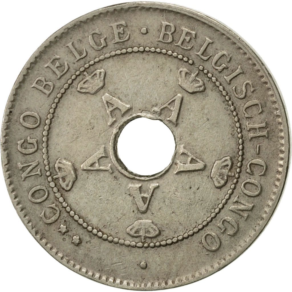 Belgian Congo, 10 Centimes, 1921, Heaton, AU(55-58), Copper-nickel, KM:18