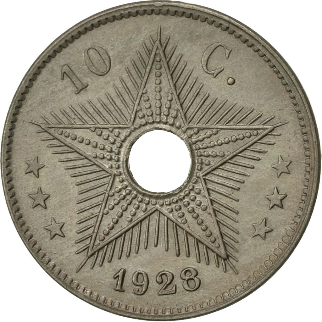 Congo belga, 10 Centimes, 1928, Heaton, SPL-, Rame-nichel, KM:18