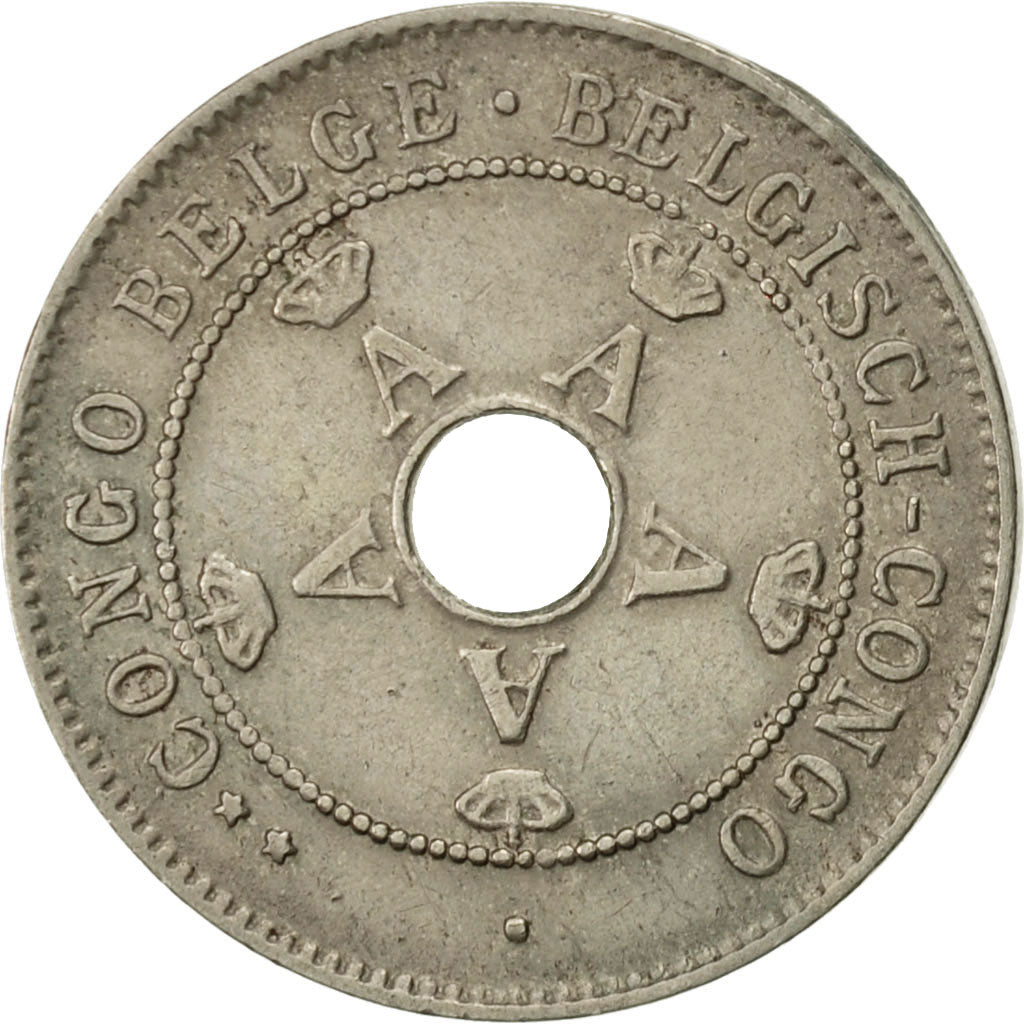 Belgisch-Kongo, 10 Centimes, 1924, Heaton, VZ, Copper-nickel, KM:18