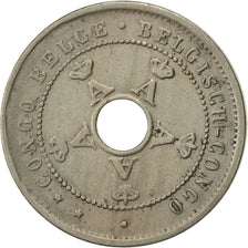 Congo belga, 5 Centimes, 1921, Heaton, BB+, Rame-nichel, KM:17