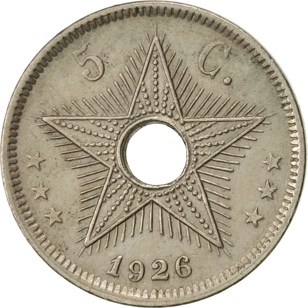 Congo belga, 5 Centimes, 1926, Heaton, SPL-, Rame-nichel, KM:17