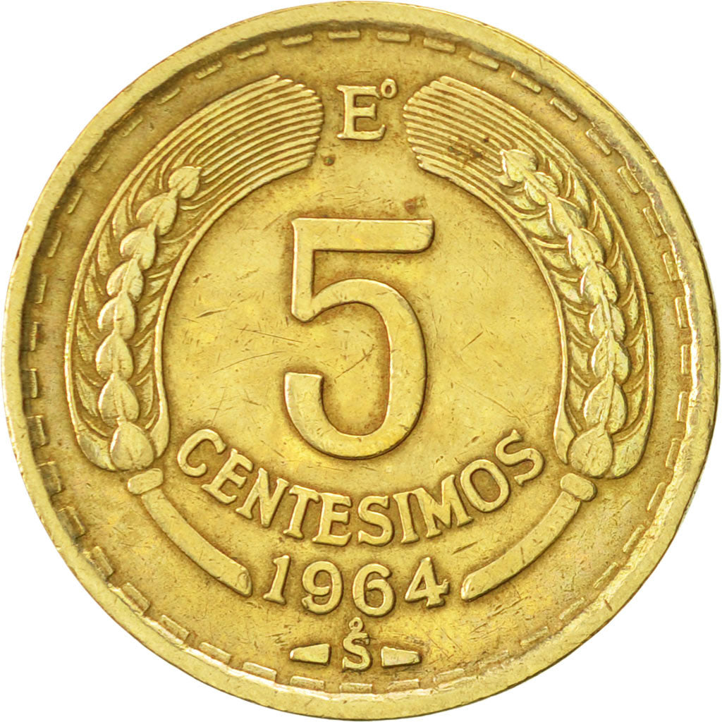 Moneda, Chile, 5 Centesimos, 1964, MBC, Aluminio - bronce, KM:190
