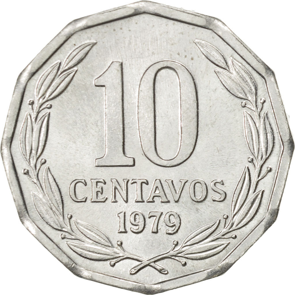Coin, Chile, 10 Centavos, 1979, MS(63), Aluminum, KM:205a