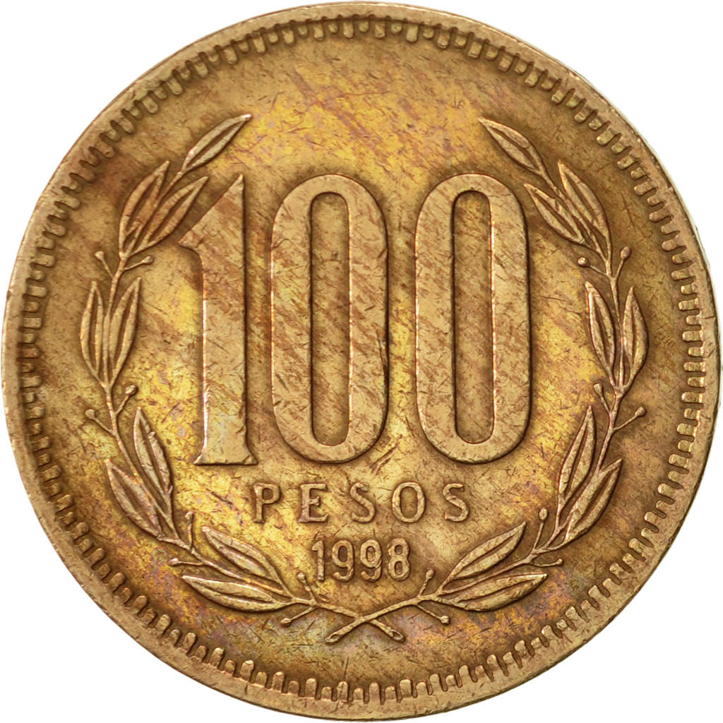 Moneda, Chile, 100 Pesos, 1998, Santiago, MBC+, Aluminio - bronce, KM:226.2