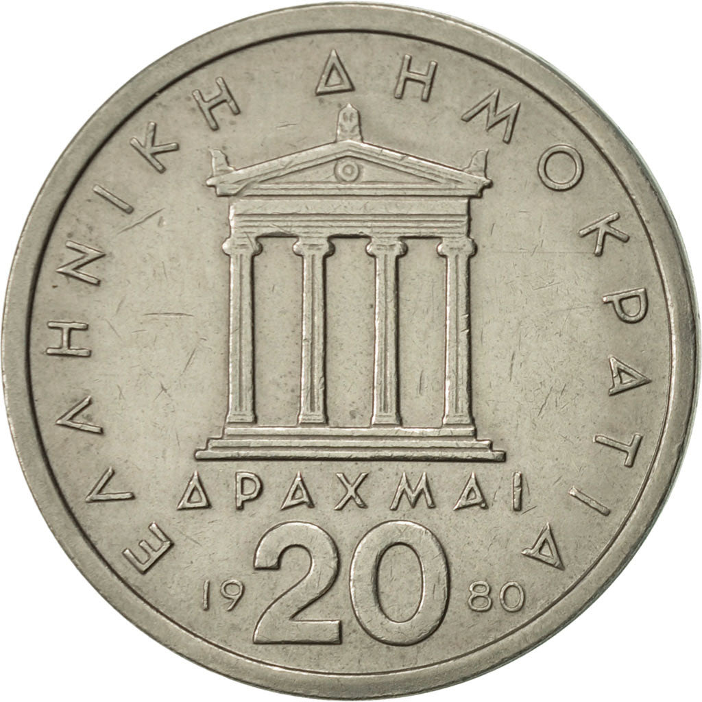 Münze, Griechenland, 20 Drachmai, 1980, VZ, Copper-nickel, KM:120