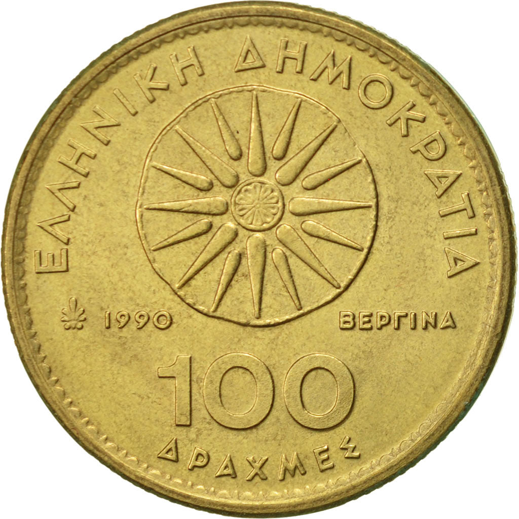 Greece, 100 Drachmes, 1990, Athens, AU(55-58), Aluminum-Bronze, KM:159