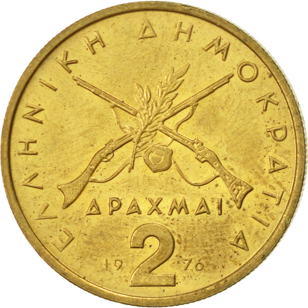 Coin, Greece, 2 Drachmai, 1976, AU(50-53), Nickel-brass, KM:117