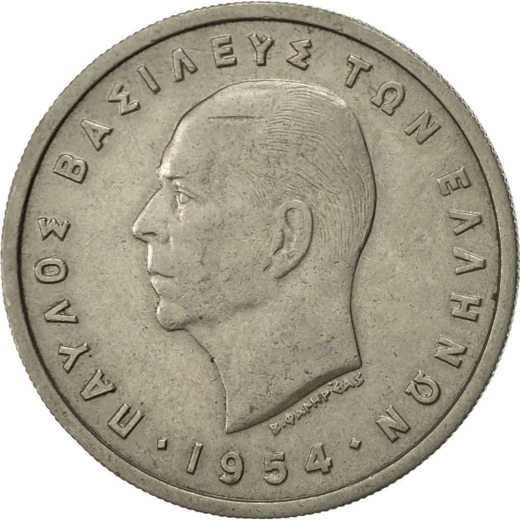 Coin, Greece, Paul I, 5 Drachmai, 1954, EF(40-45), Copper-nickel, KM:83
