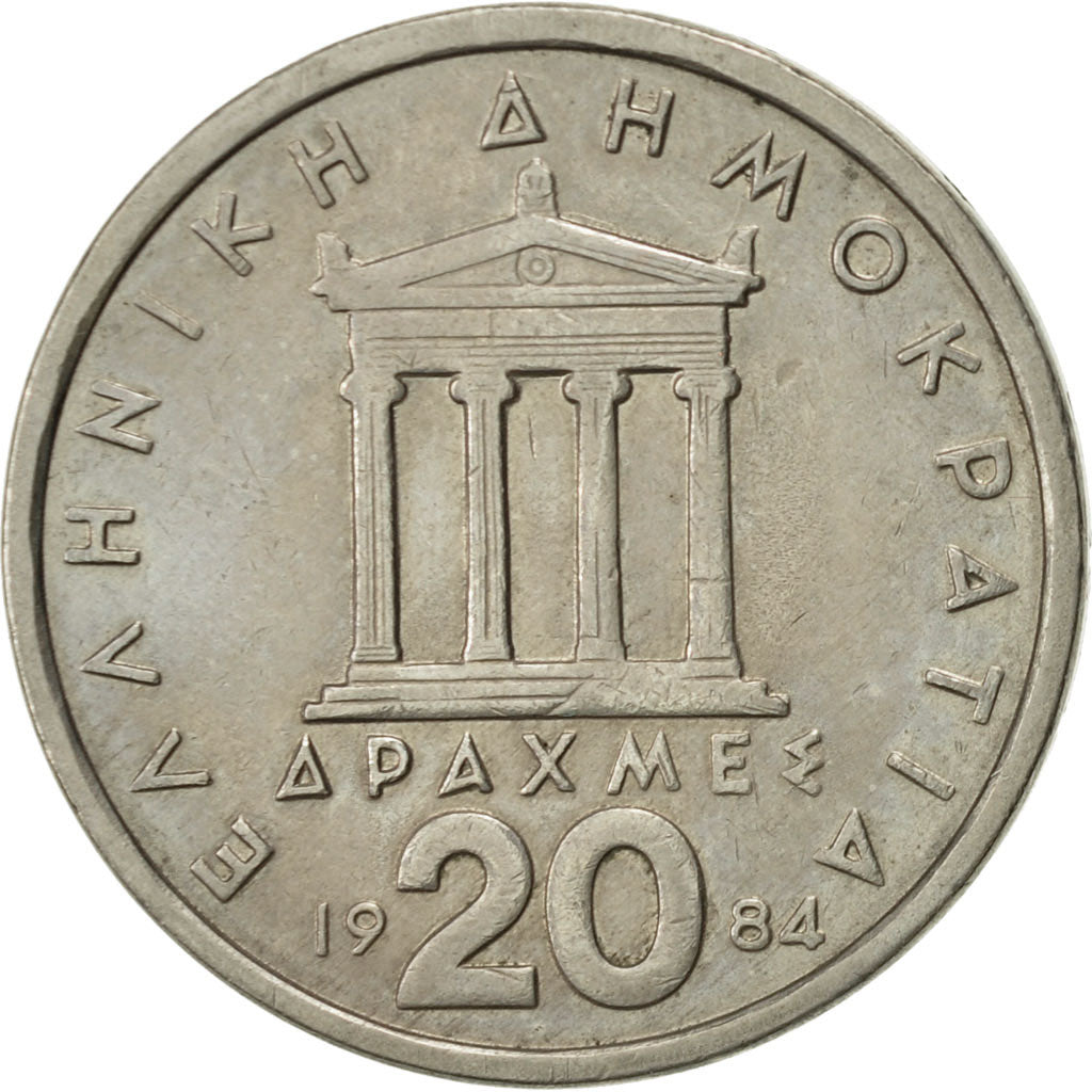 Coin, Greece, 20 Drachmes, 1984, EF(40-45), Copper-nickel, KM:133