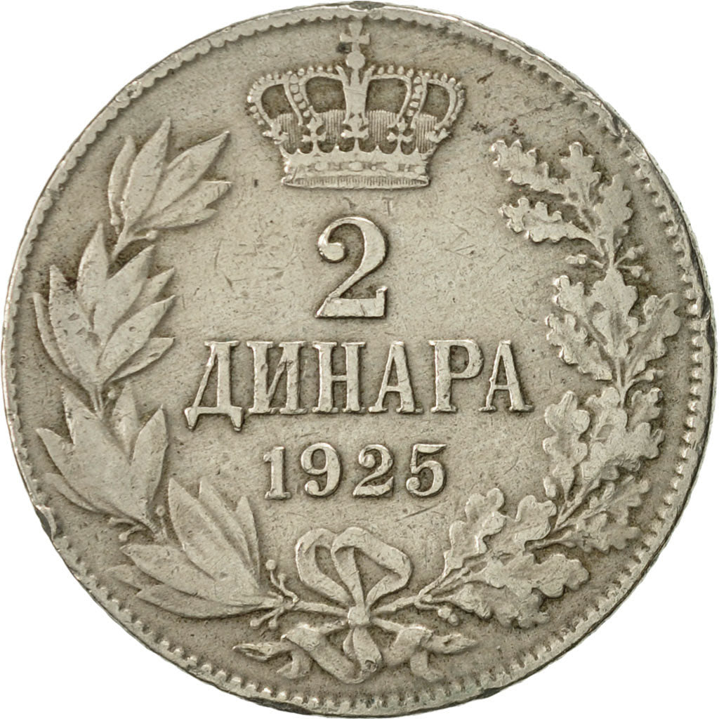 Yugoslavia, Alexander I, 2 Dinara, 1925, EF(40-45), Nickel-Bronze, KM:6