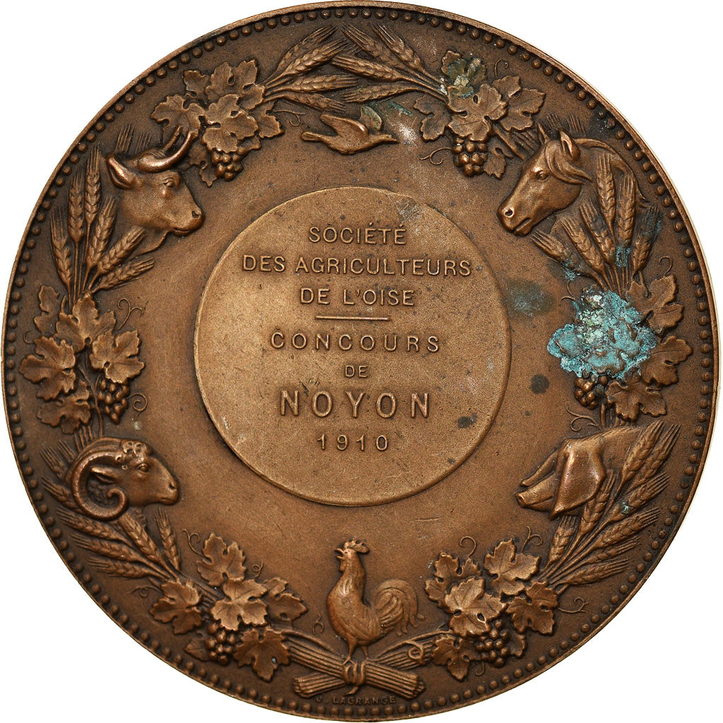 France, Medal, Agriculteurs de l'Oise, Concours de Noyon, 1910, Dupuis.D