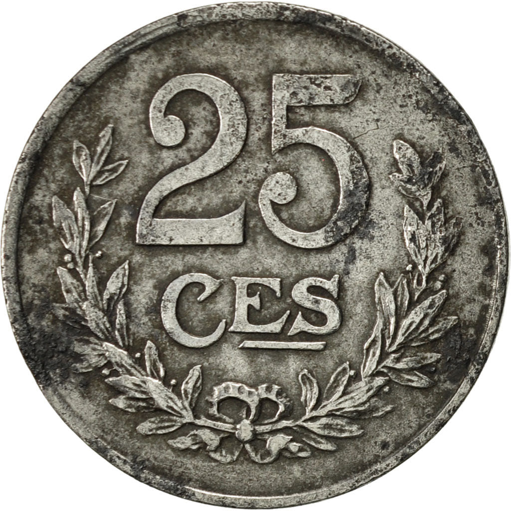 Lussemburgo, Charlotte, 25 Centimes, 1920, MB, Ferro, KM:32