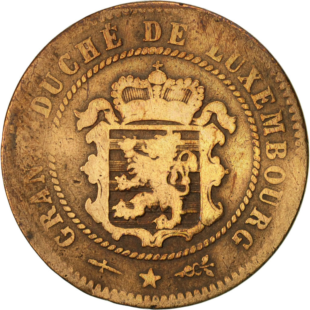 Coin, Luxembourg, William III, 5 Centimes, 1854, Utrecht, VF(20-25), Bronze