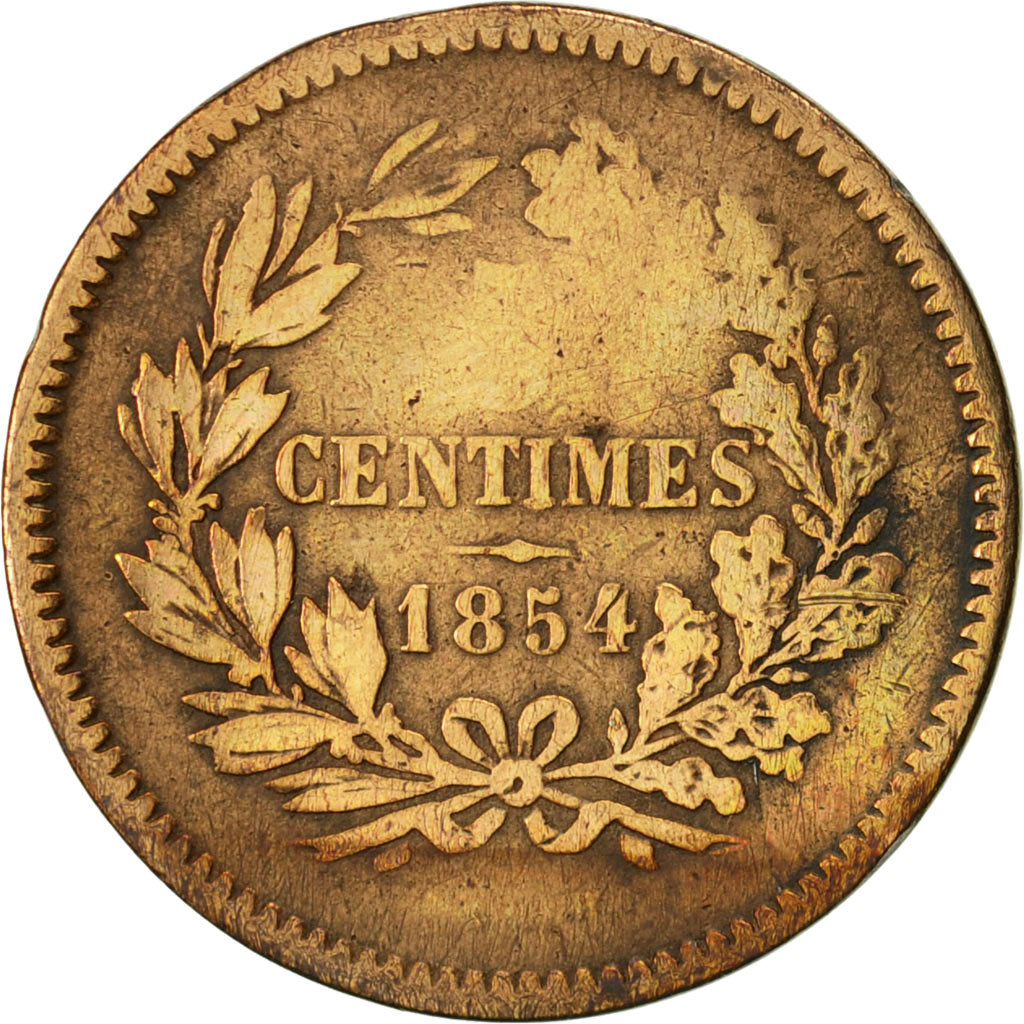 Coin, Luxembourg, William III, 5 Centimes, 1854, Utrecht, VF(20-25), Bronze