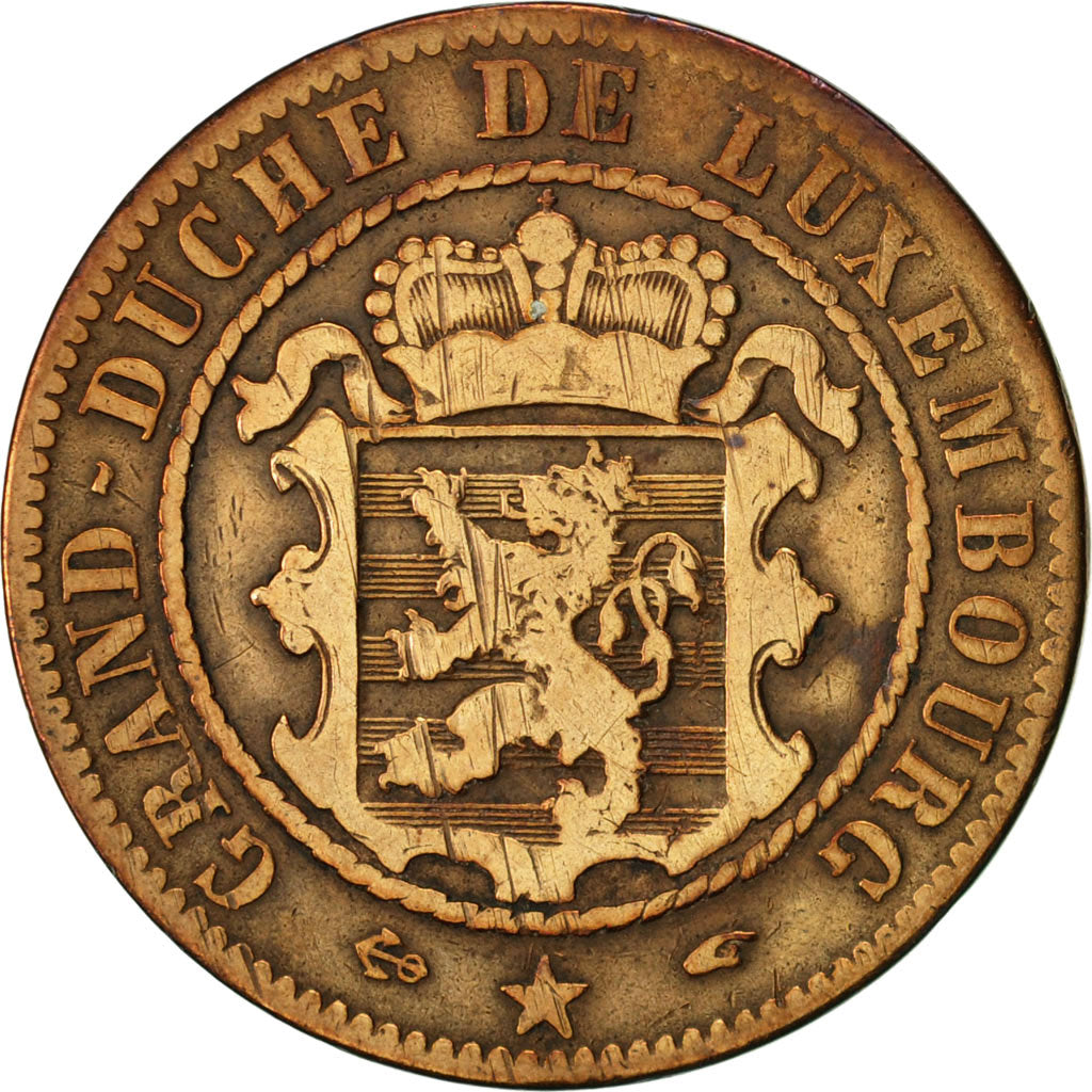 Coin, Luxembourg, William III, 10 Centimes, 1855, Paris, F(12-15), Bronze