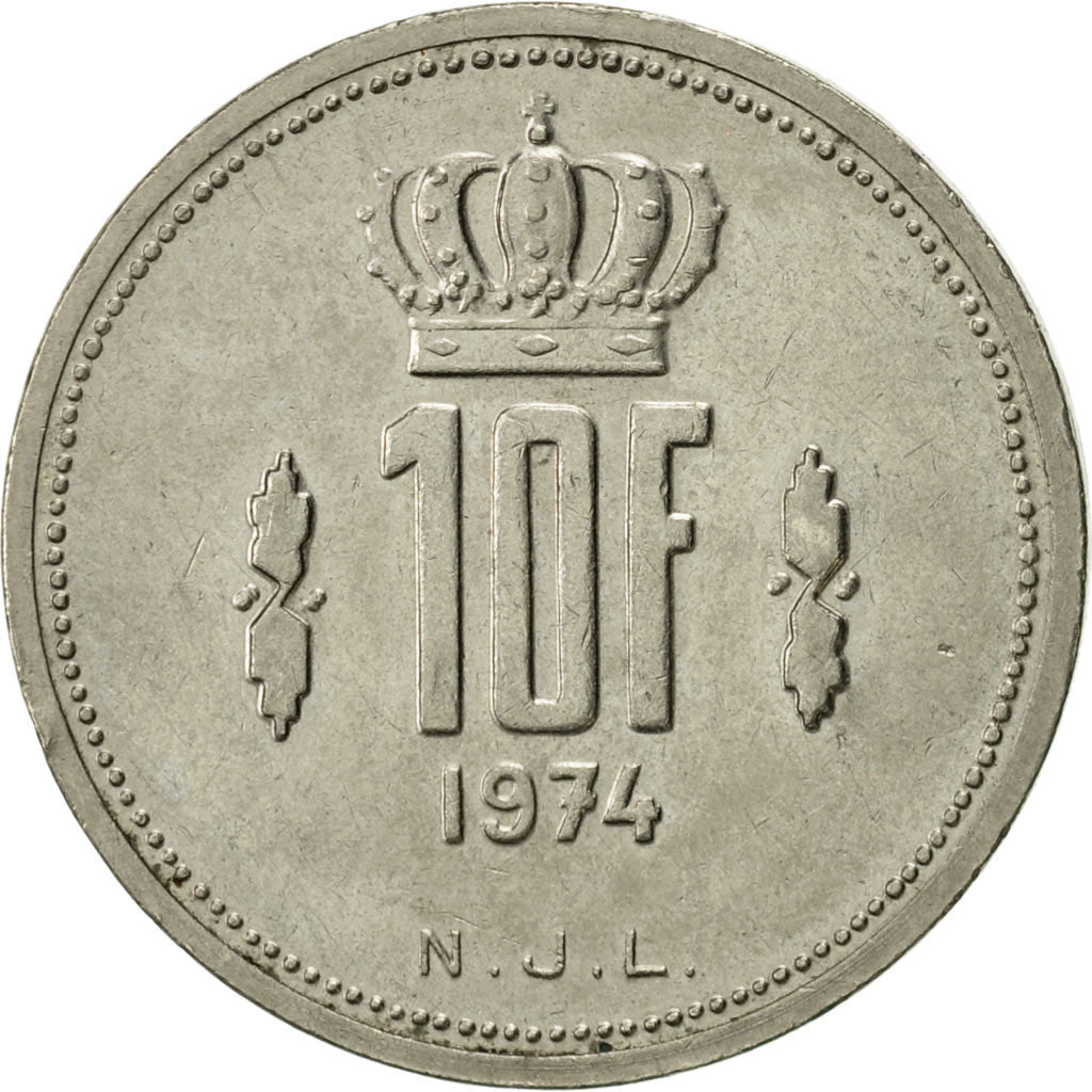 Coin, Luxembourg, Jean, 10 Francs, 1974, AU(50-53), Nickel, KM:57