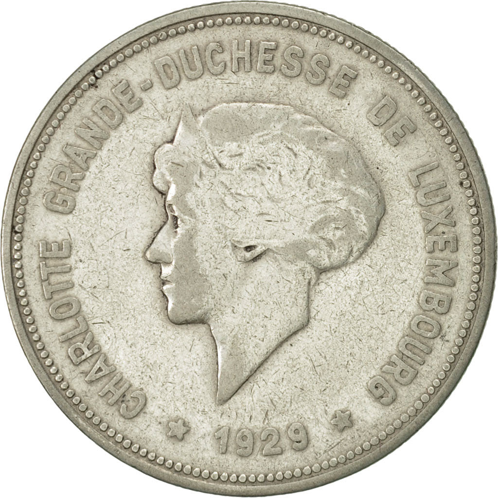 Lussemburgo, Charlotte, 5 Francs, 1929, BB, Argento, KM:38