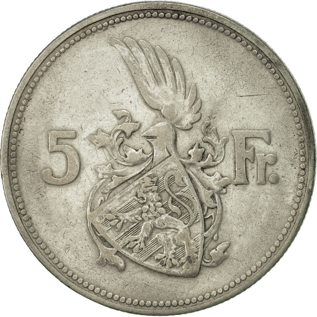 Lussemburgo, Charlotte, 5 Francs, 1929, BB, Argento, KM:38