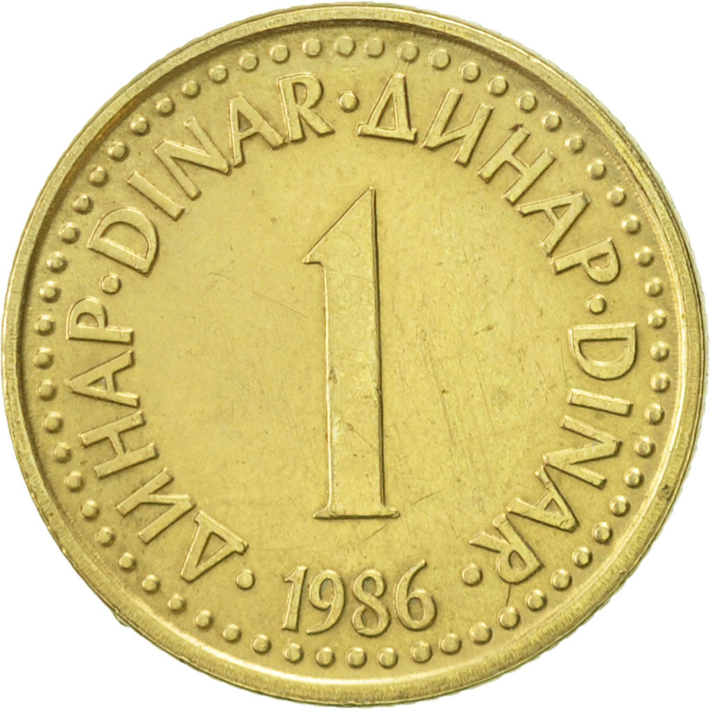 Coin, Yugoslavia, Dinar, 1986, AU(55-58), Nickel-brass, KM:86