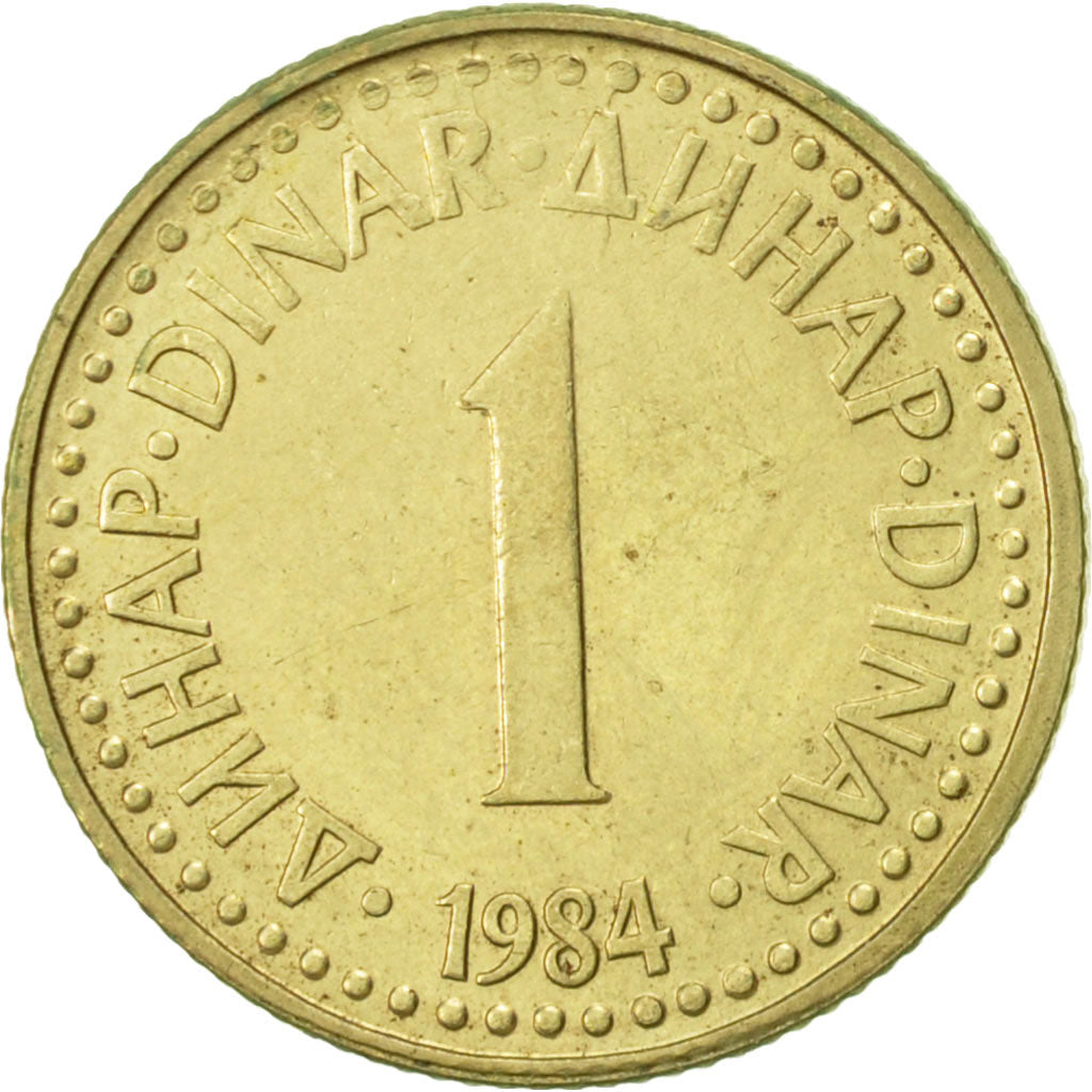 Coin, Yugoslavia, Dinar, 1984, AU(55-58), Nickel-brass, KM:86