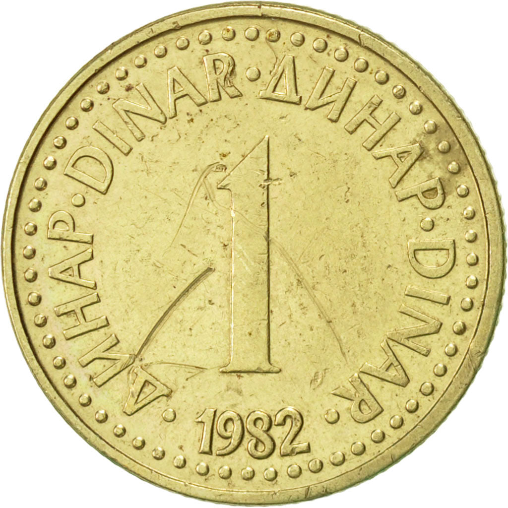 Coin, Yugoslavia, Dinar, 1982, AU(55-58), Nickel-brass, KM:86