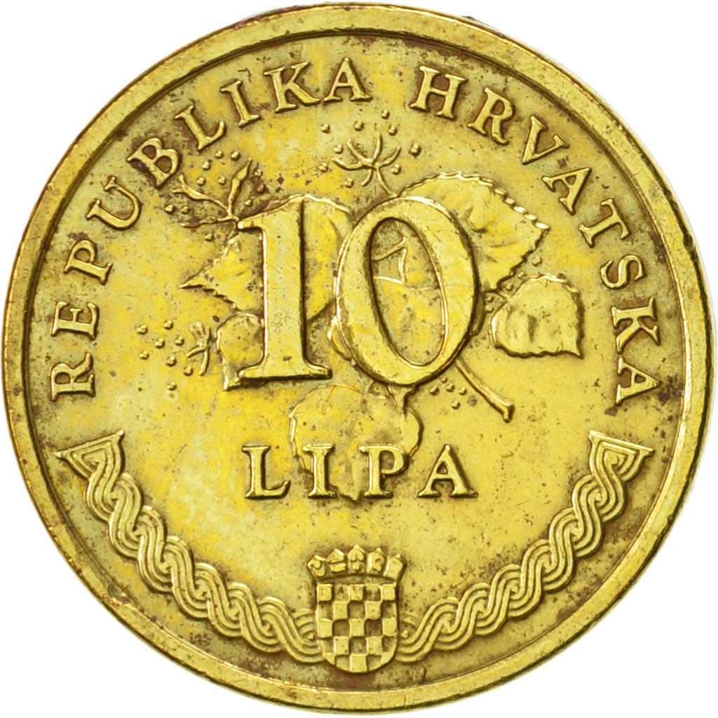 Coin, Croatia, 10 Lipa, 2005, AU(50-53), Brass plated steel, KM:6