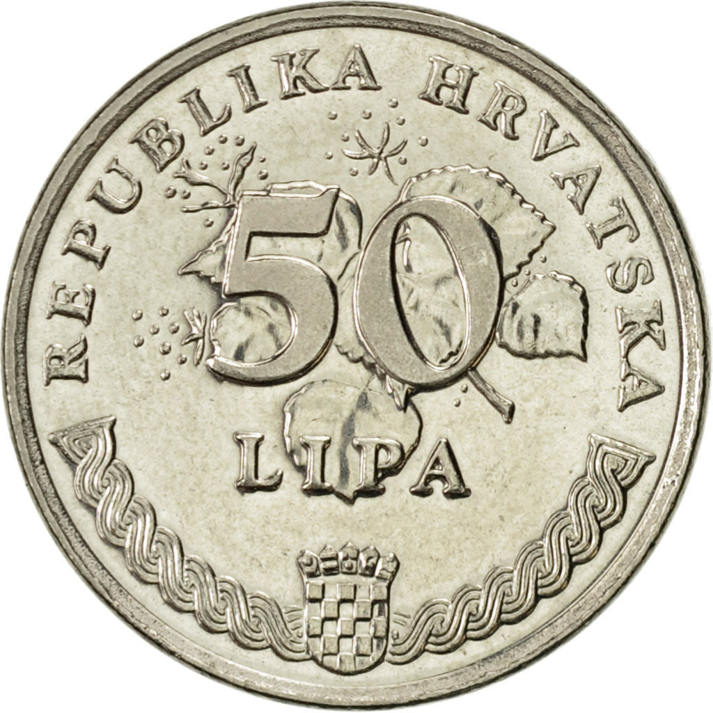 Moneda, Croacia, 50 Lipa, 1993, EBC, Níquel chapado en acero, KM:8