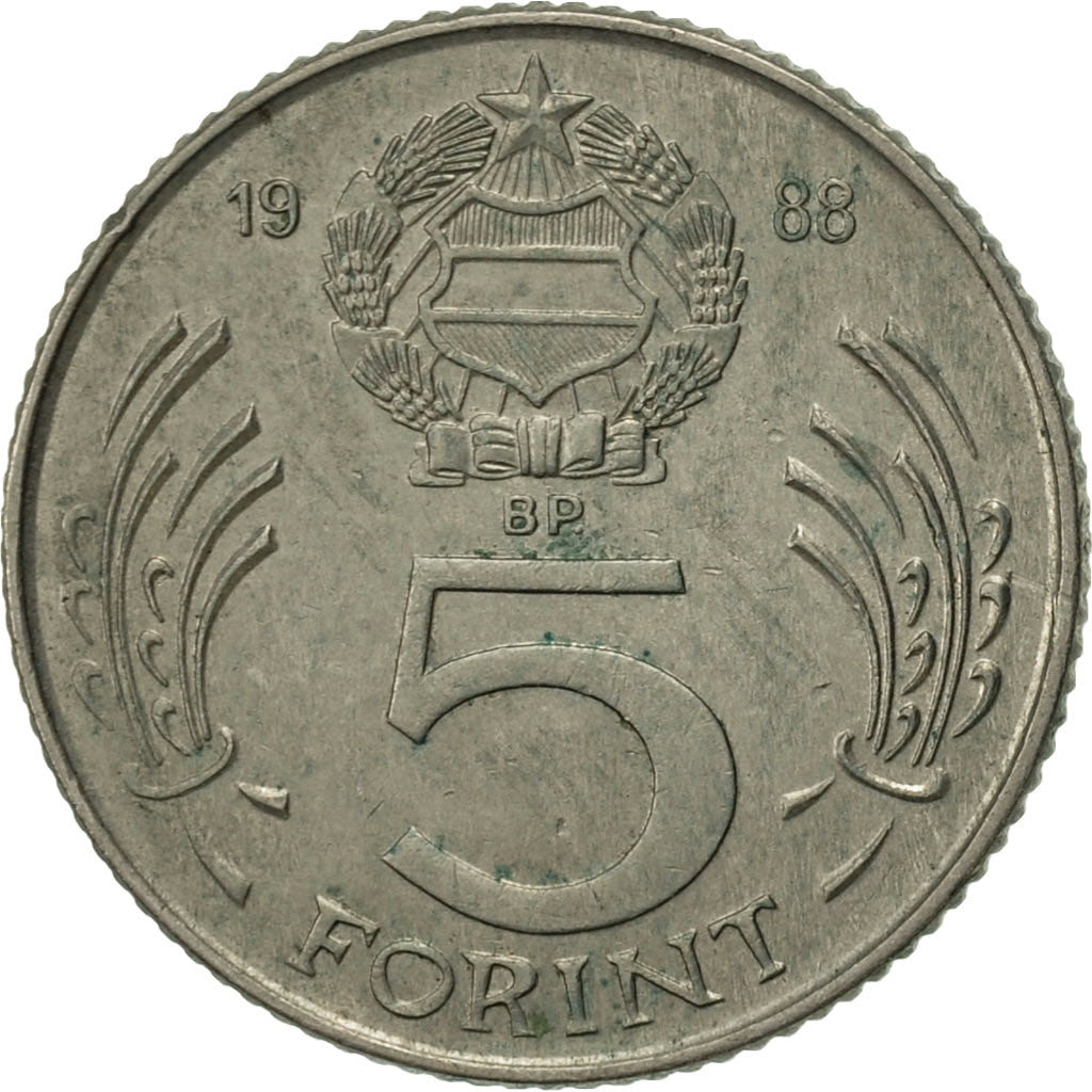 Moneda, Hungría, 5 Forint, 1988, Budapest, MBC+, Cobre - níquel, KM:635