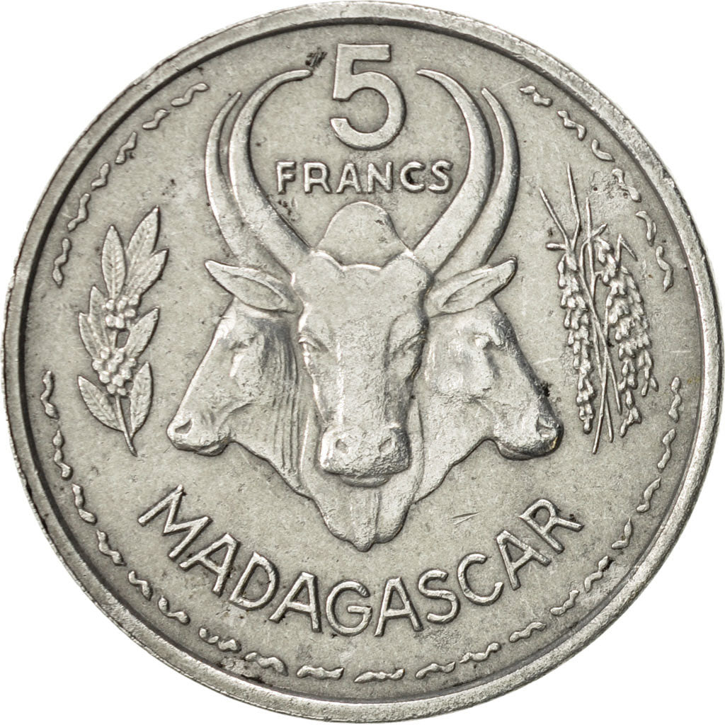 Madagascar, 5 Francs, 1953, Paris, AU(50-53), Aluminum, KM:5