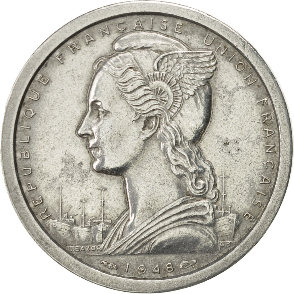 Coin, Madagascar, 2 Francs, 1948, Paris, AU(50-53), Aluminum, KM:4