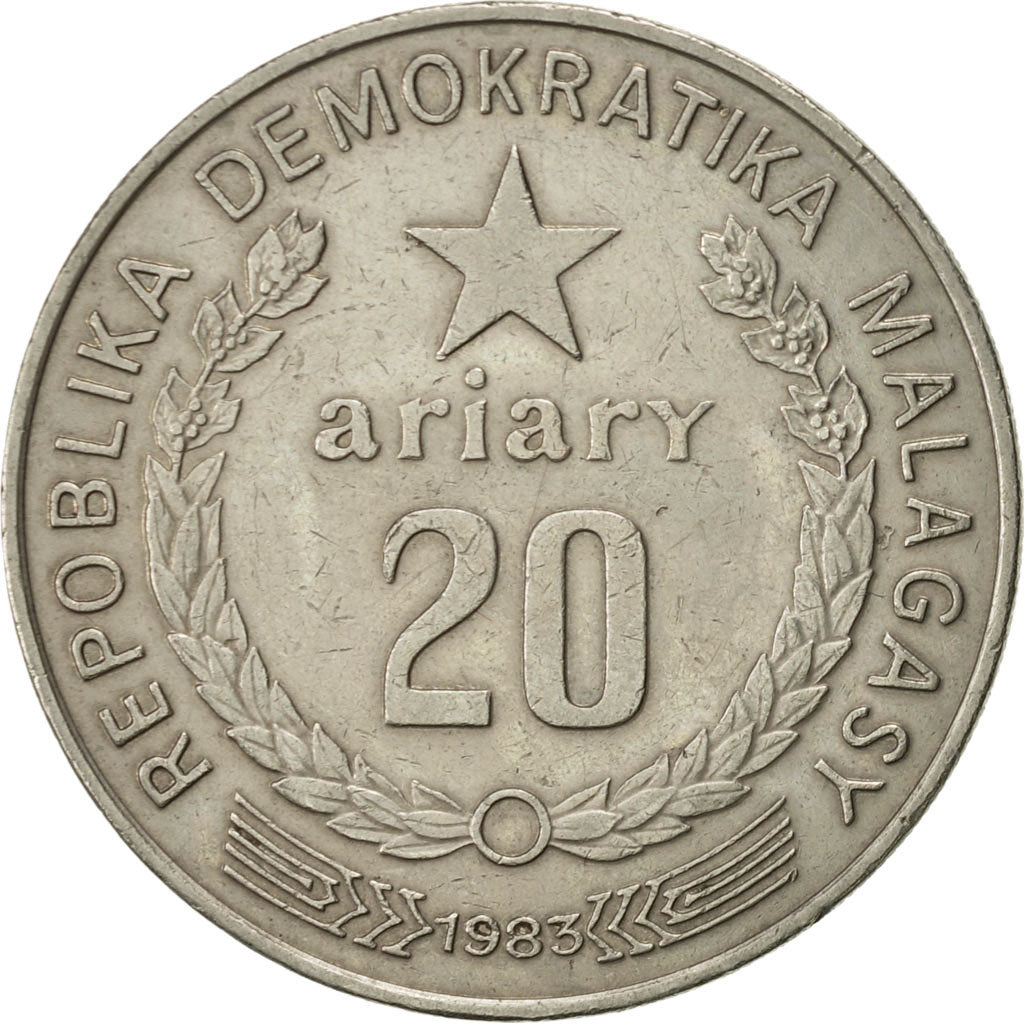 Madagascar, 20 Ariary, 1983, EF(40-45), Copper-nickel, KM:14b