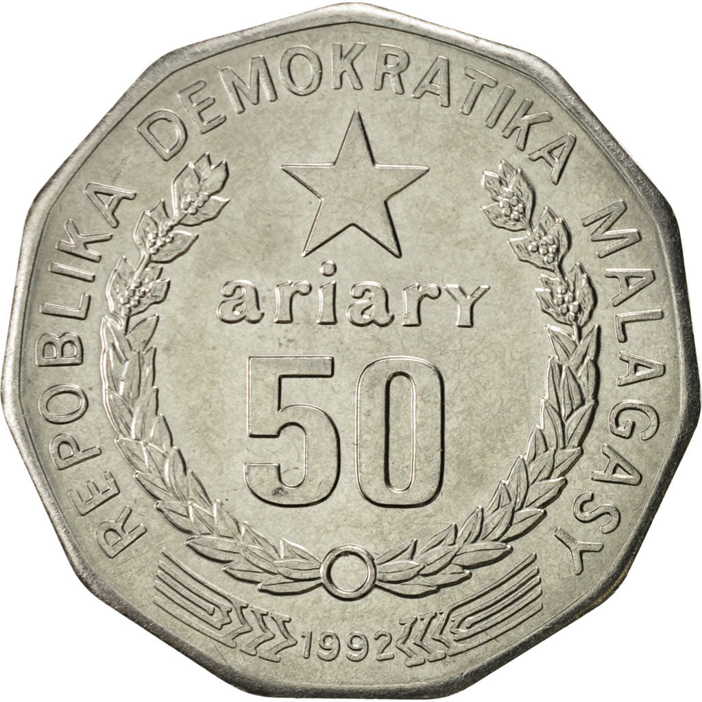 Munten, Madagascar, 50 Ariary, 1992, PR, Stainless Steel, KM:20