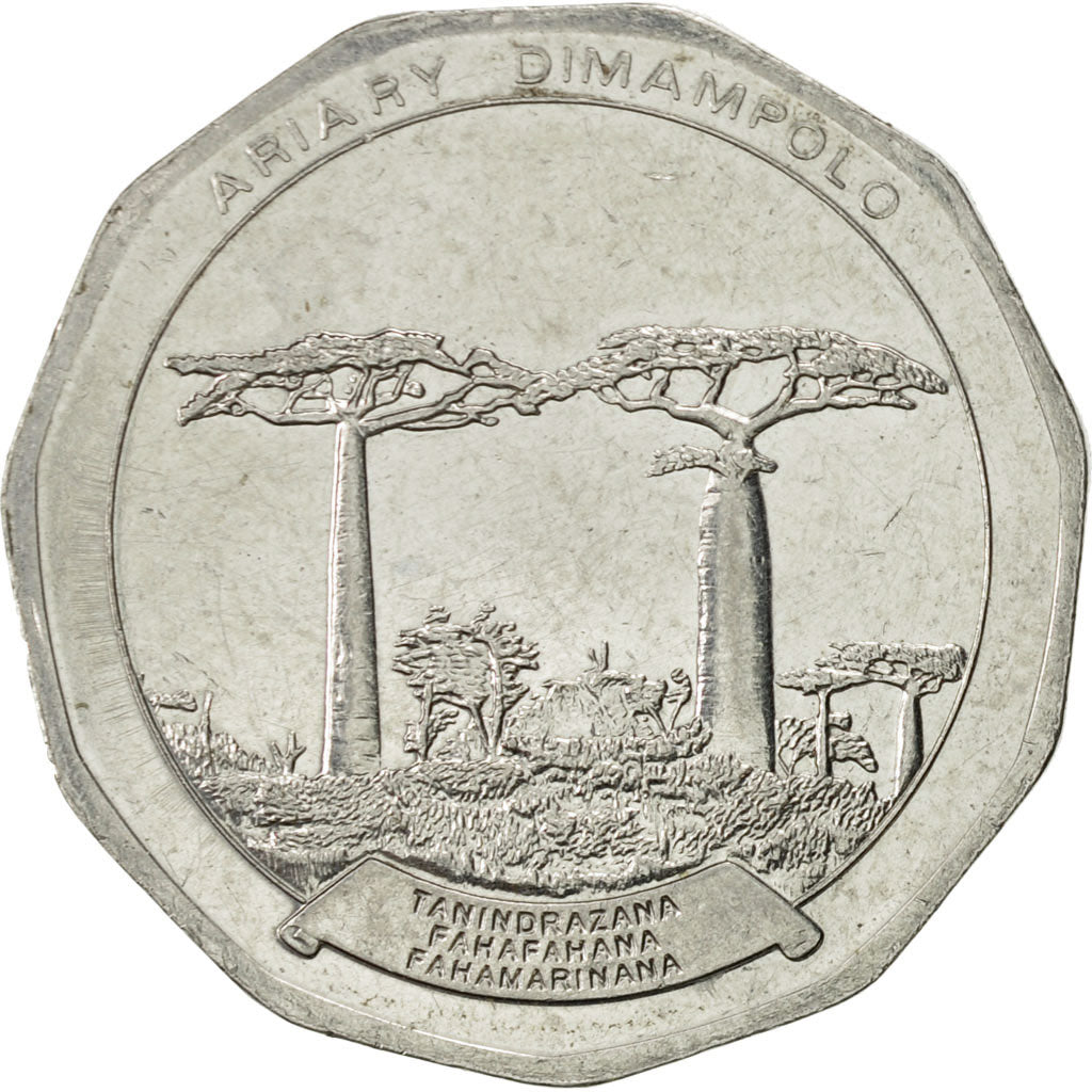 Coin, Madagascar, 50 Ariary, 1996, AU(55-58), Stainless Steel, KM:25.1