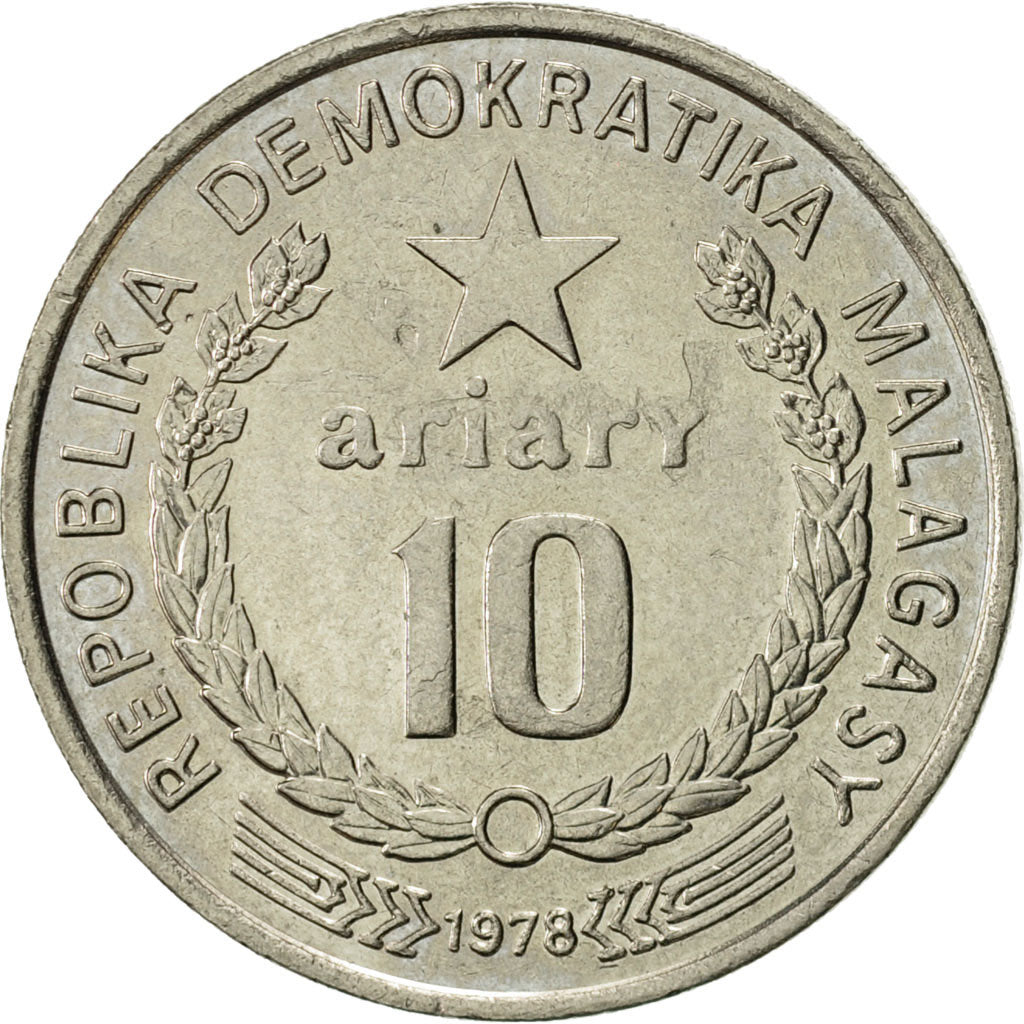 Moneda, Madagascar, 10 Ariary, 1978, British Royal Mint, EBC, Níquel, KM:13